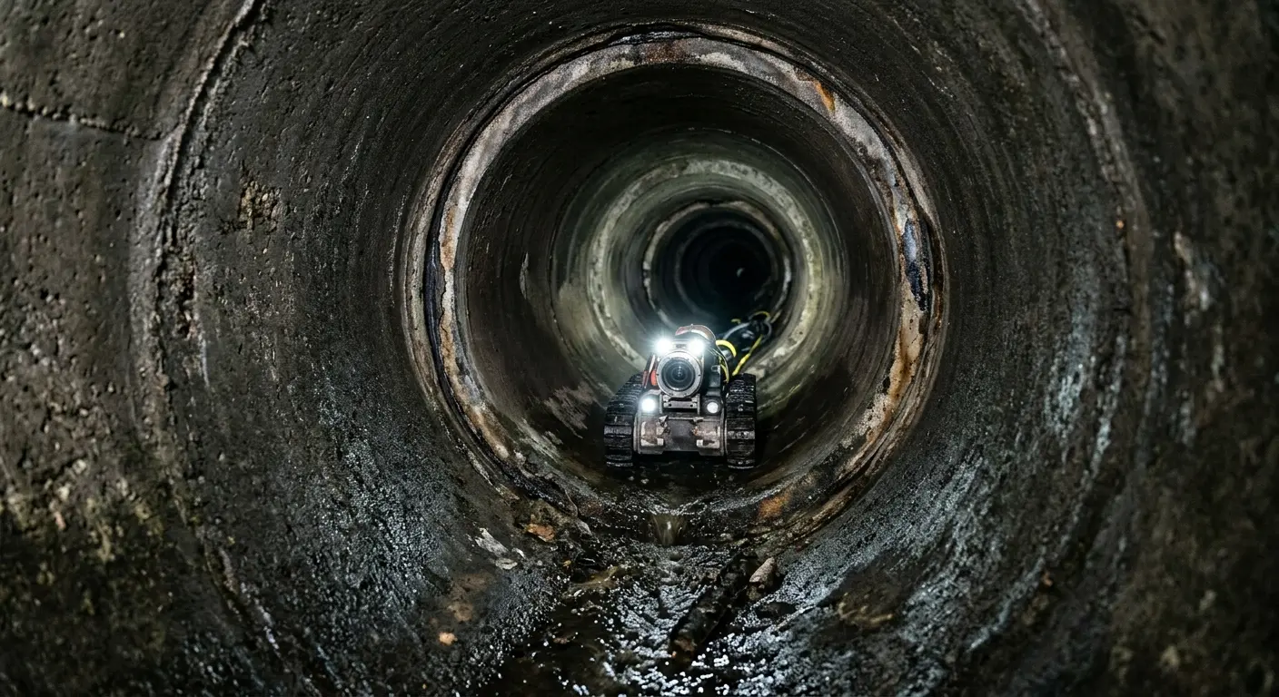 Robotic sewer camera inspecting pipe interior for Sewer Line Cleaning in West Perrine